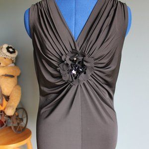Black Sleeveless With Flower Blouse ~M~